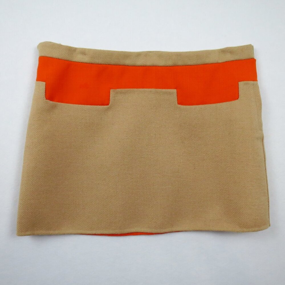 Marc Jacobs Camel and Orange Wool Micro Mini Skirt Appliqué Button Detail 4